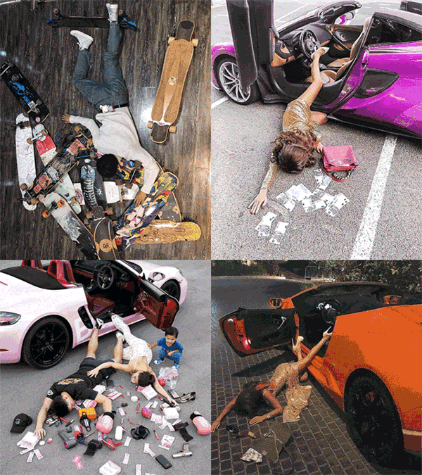 學(xué)人家“摔跤照”，網(wǎng)紅女主播在斑馬線前“炫富摔”結(jié)果……